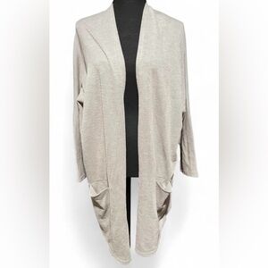 DONNI. Anthropologie NWT Taupe Knit Open Front Ribbed Cardigan OSFA Plus
